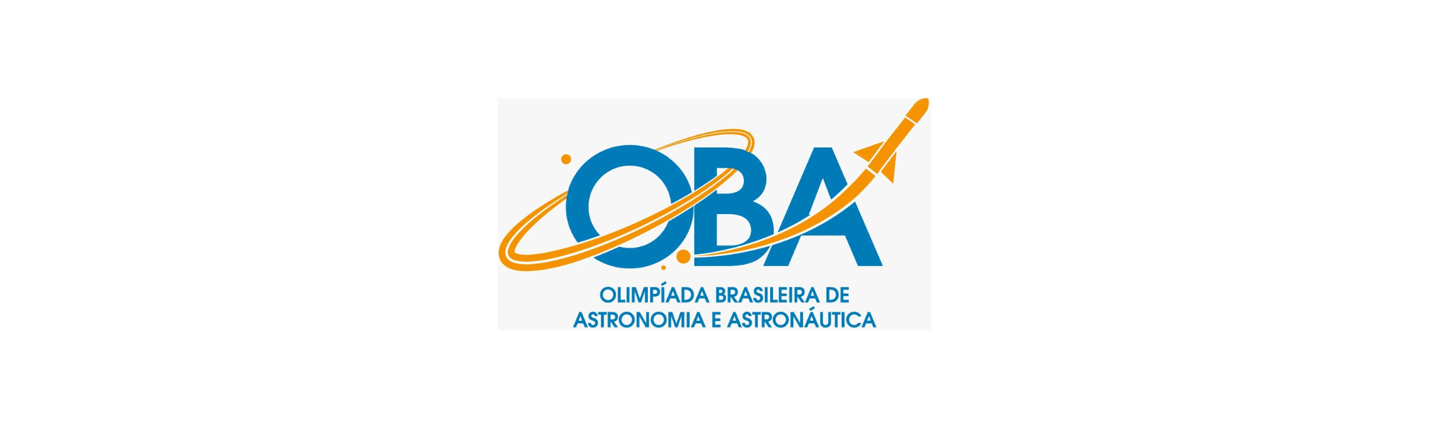 Logotipo da Olimpíada Brasileira de Astronomia e Astronáutica (OBA) com foguete decolando.