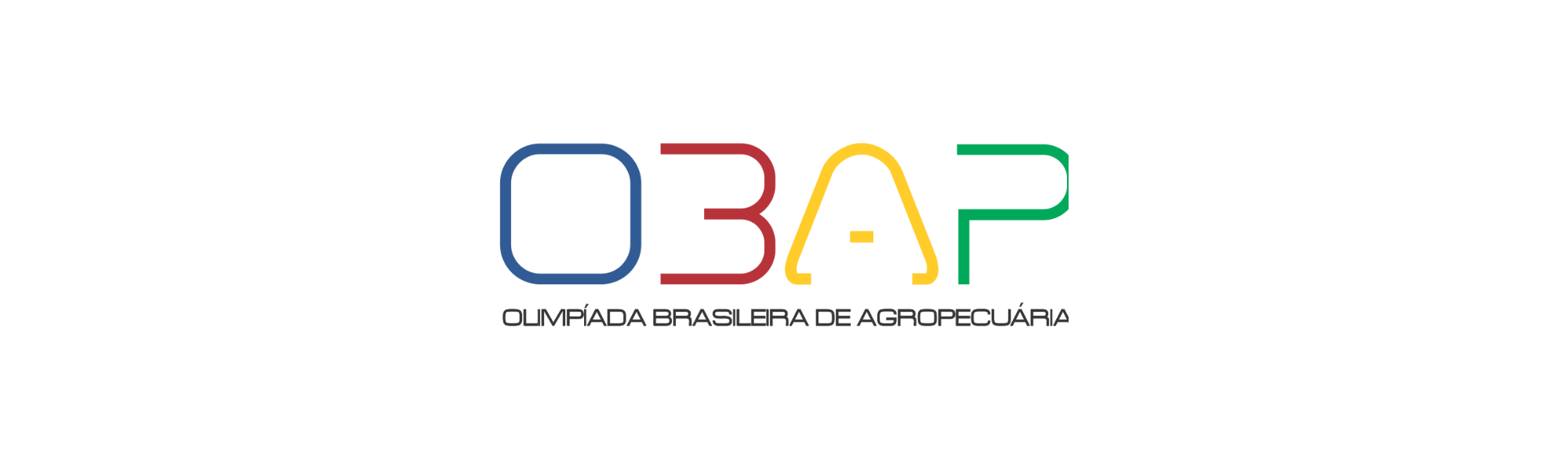 Logotipo da OBAP (Olimpíada Brasileira de Agropecuária) com letras coloridas e em relevo.