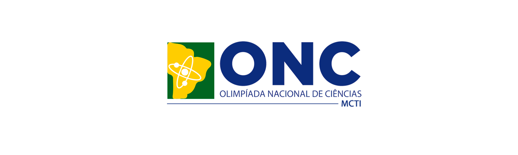 Logotipo da Olimpíada Nacional de Ciências (ONC), com o mapa do Brasil e um átomo.