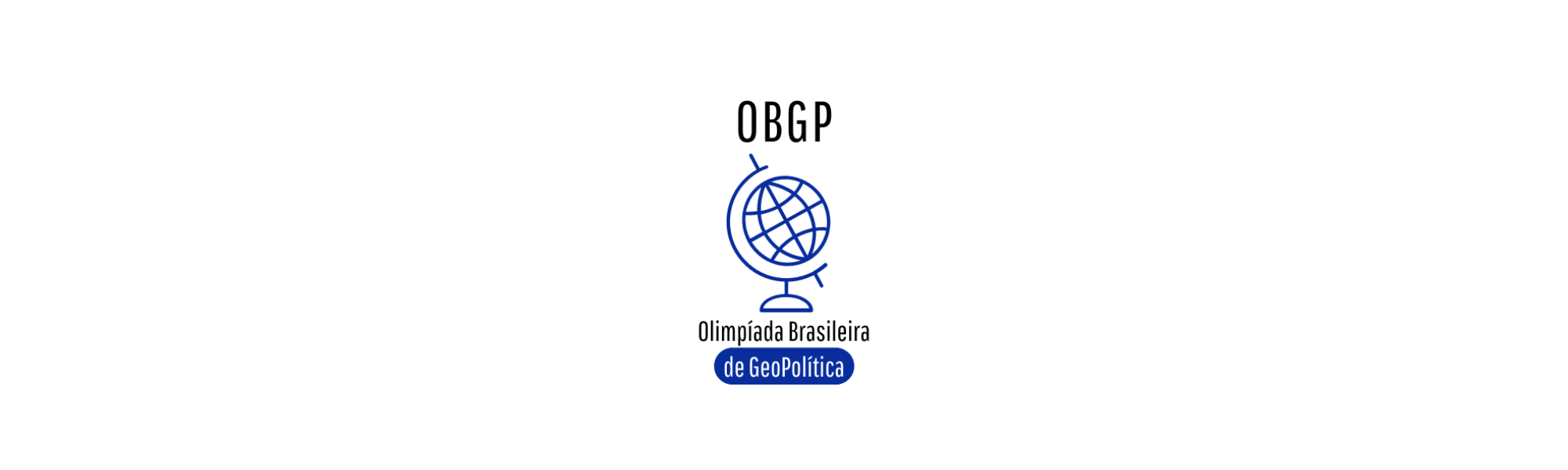 As letras "OBGP" acima de um globo azul estilizado, e abaixo "Olimpíada Brasileira de GeoPolítica".