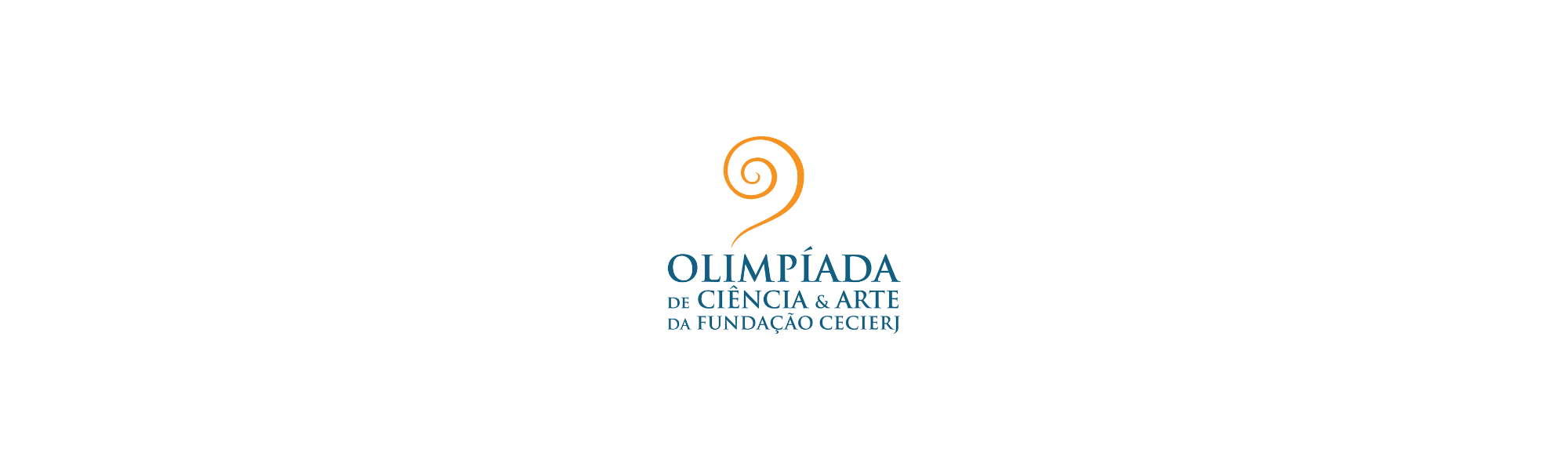 Uma espiral laranja sobre o texto "OLIMPÍADA DE CIÊNCIA & ARTE DA FUNDAÇÃO CECIERJ" em azul.