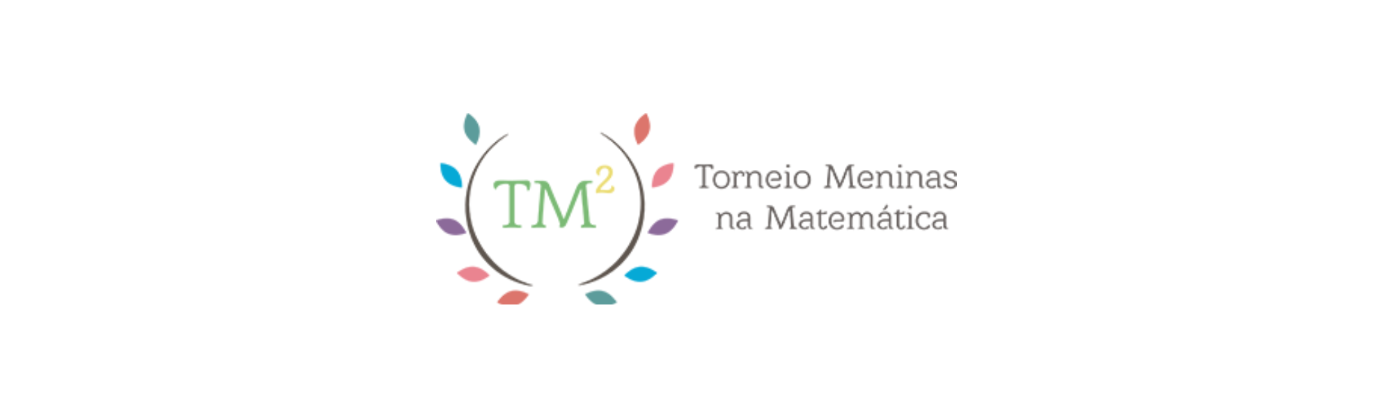 A imagem é um fragmento do logotipo "Torneio Meninas na Matemática", mostrando um design com formas coloridas.